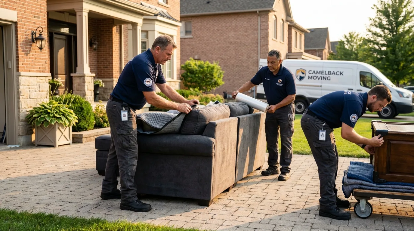 Large estate moving crew wrapping furniture in Arlington, MN